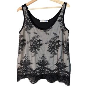 Jolt Black Lace Overlay Tank Top Women's Size Medium